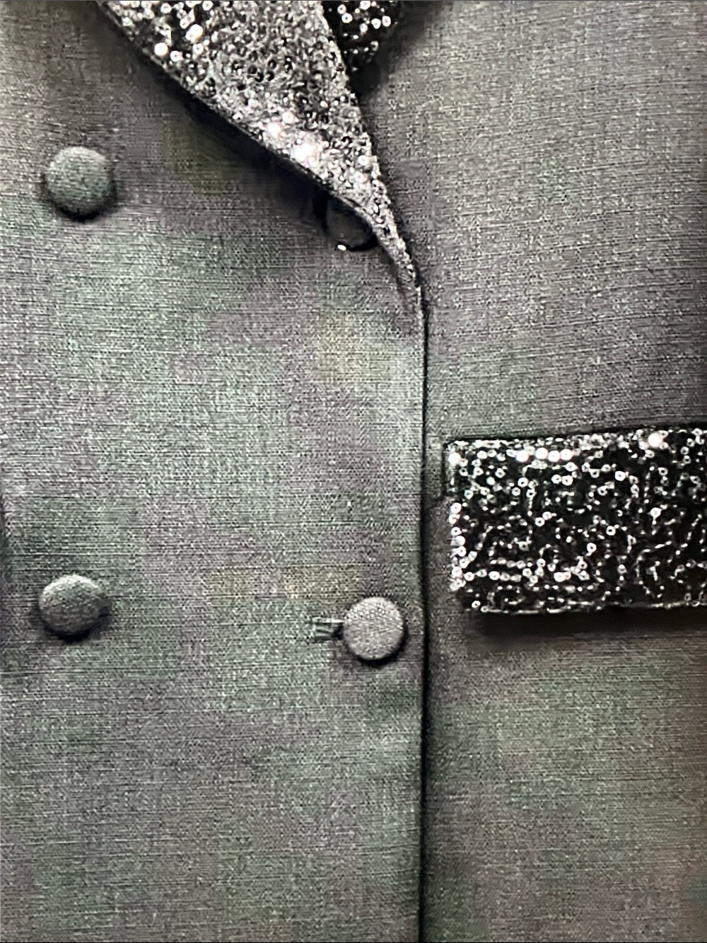 Valentino Black Sequin Lapel Double-Breasted Blazer - Picture 5 of 8